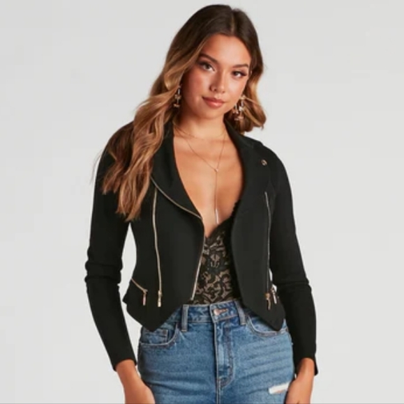 EUC Windsor Black Women's Moto Jacket Size Small - Picture 3 of 4